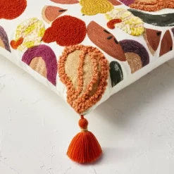 18"x18" Square Cotton Embroidered Harvest Accent Pillow White/Red/Mustard - Opalhouse™ Designed With Jungalow™ -Opalhouse Home Deals Store GUEST 2a242e61 0c06 4d42 a26e 193797b3c7b4