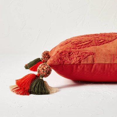 14"x20" Oblong Embroidered Leaf Pattern Accent Pillow Rust - Opalhouse™ Designed With Jungalow™ 2 14"x20" Oblong Embroidered Leaf Pattern Accent Pillow Rust - Opalhouse™ Designed With Jungalow™ - Image 2