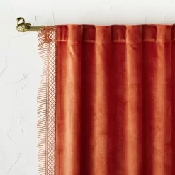 1pc Light Filtering Velvet Macrame Trim Window Curtain Panel Burnt Orange - Opalhouse™ Designed With Jungalow™ 7 1pc Light Filtering Velvet Macrame Trim Window Curtain Panel Burnt Orange - Opalhouse™ Designed With Jungalow™ -Opalhouse Home Deals Store GUEST 9bfd56a0 ad5c 4df0 98b1 851ec6623ce3
