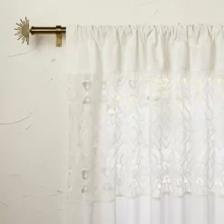 1pc Sheer Banded Geo Macrame Window Curtain Panel White - Opalhouse™ Designed With Jungalow™ -Opalhouse Home Deals Store GUEST e45ca8b5 c8fb 4bcd 9418 e1344d66992c